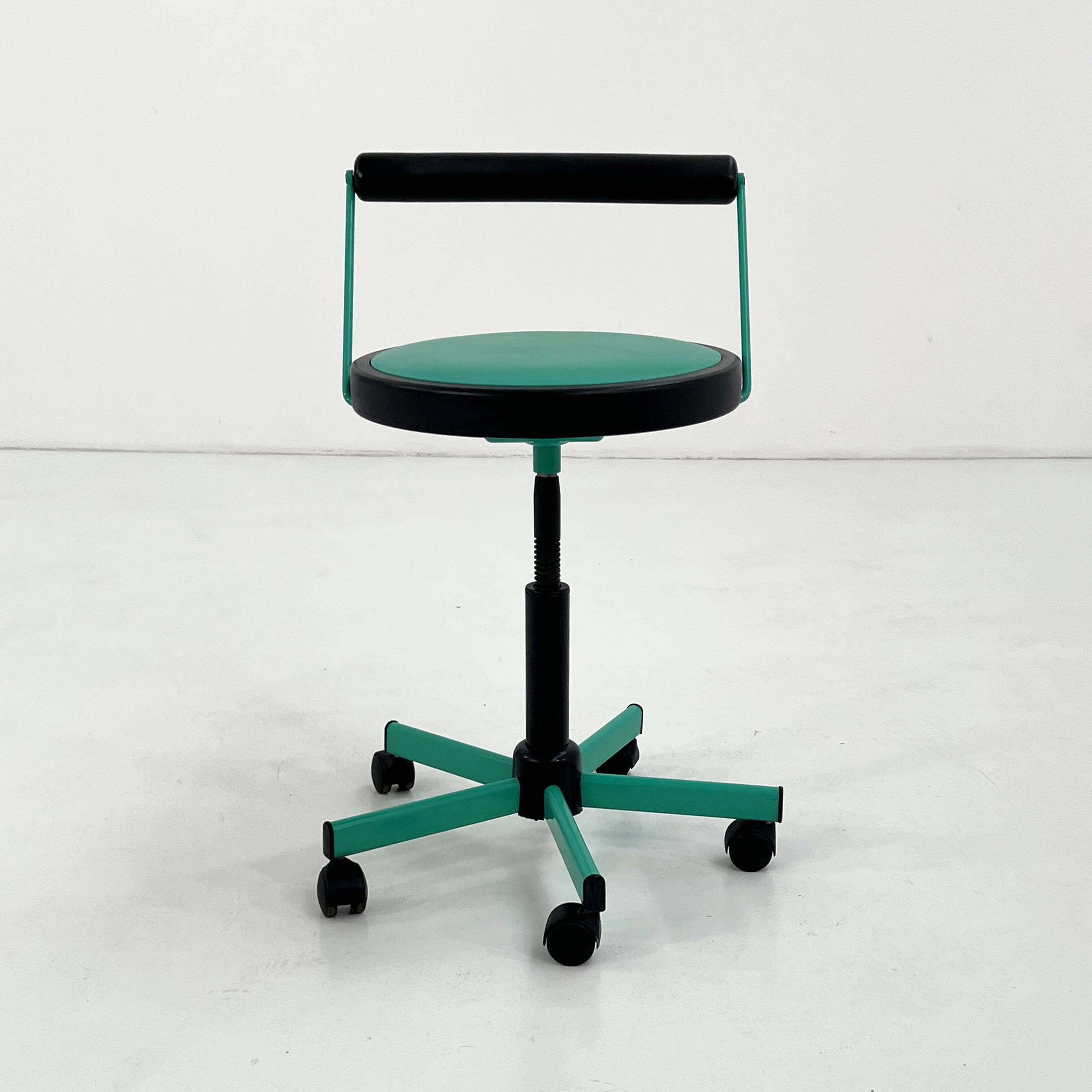 Turquoise adjustable office chair by Bieffeplast, 1980