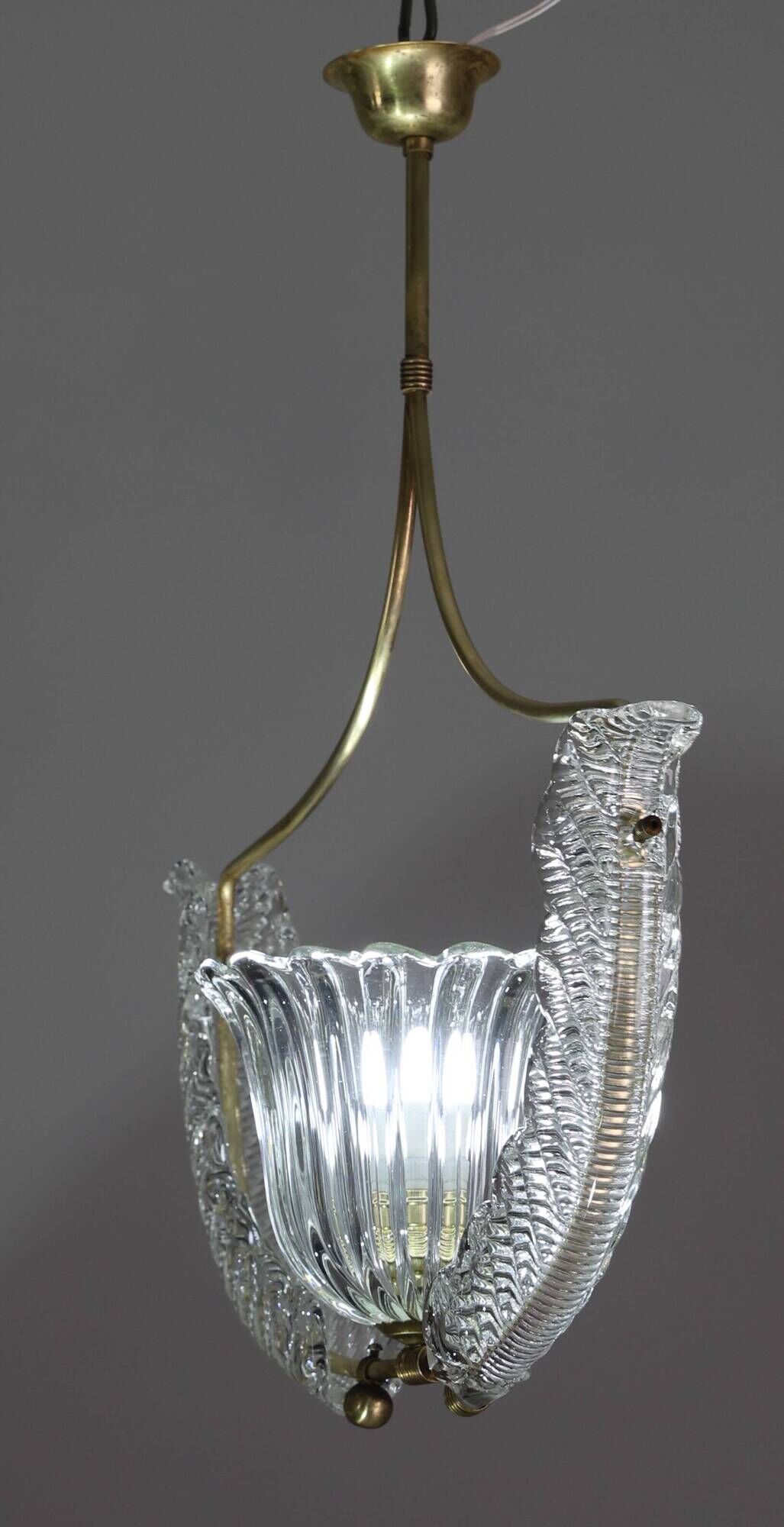 Fascinating Art Deco Pendant Murano Glass Chandelier by Ercole Barovier, 19