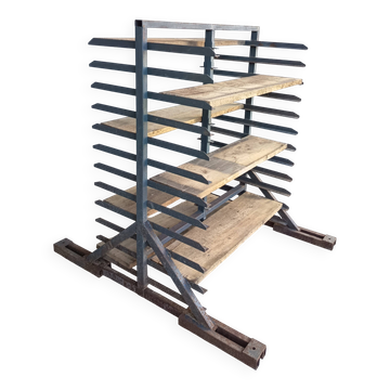Industrial shelf, metal and wood work furniture.