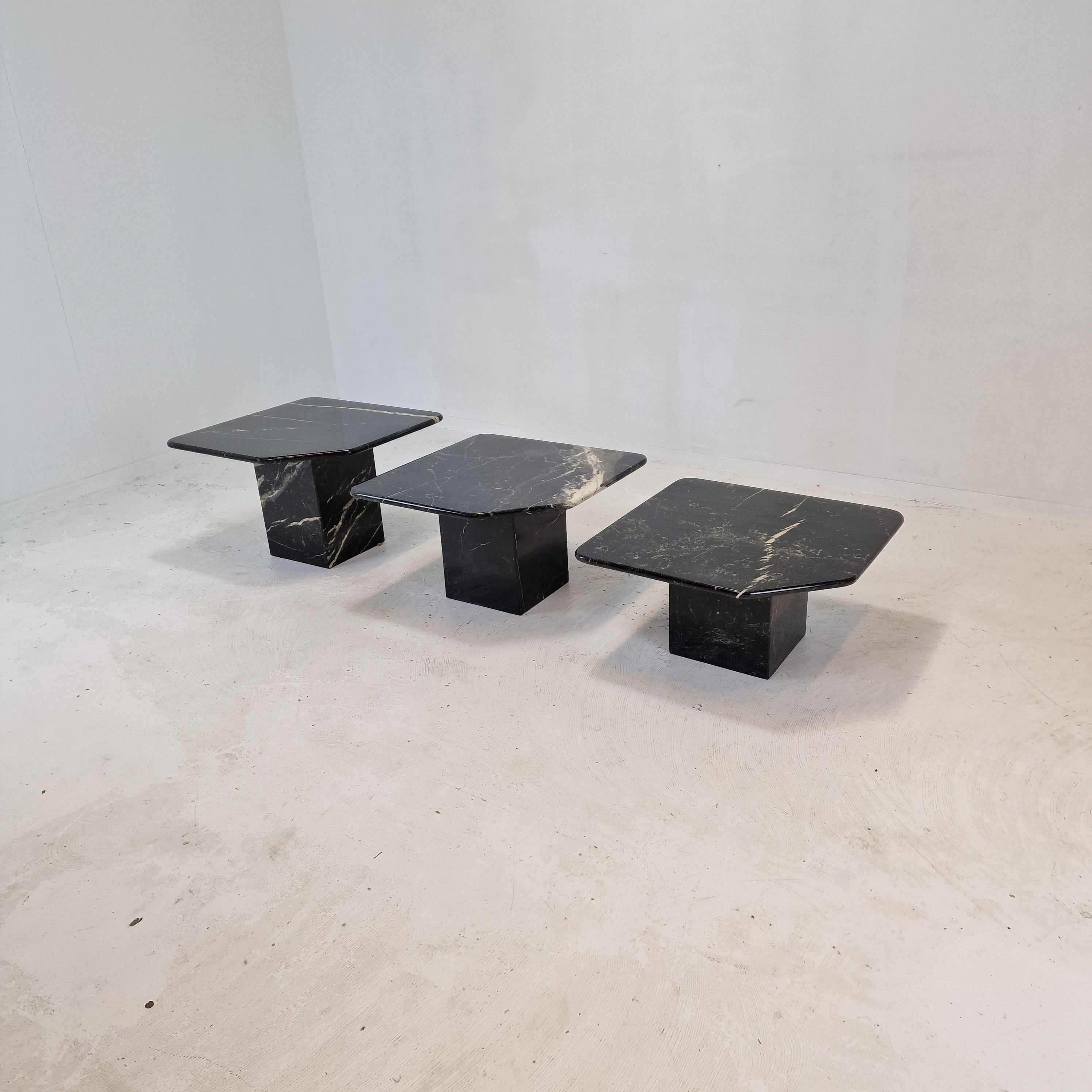 Set of 3 Italian Marble Coffee or Side Tables, 1970s