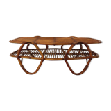 Coffee table with magazine tray in vintage rattan from the 60s