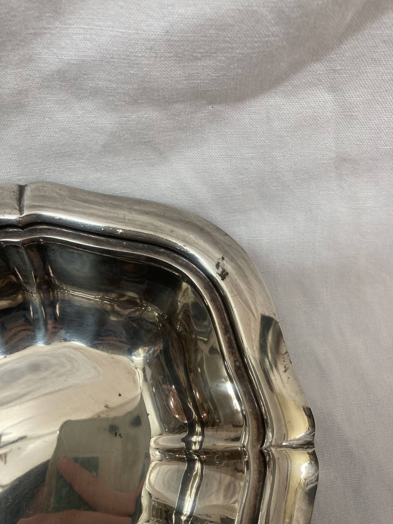 silver serving dish, 1970