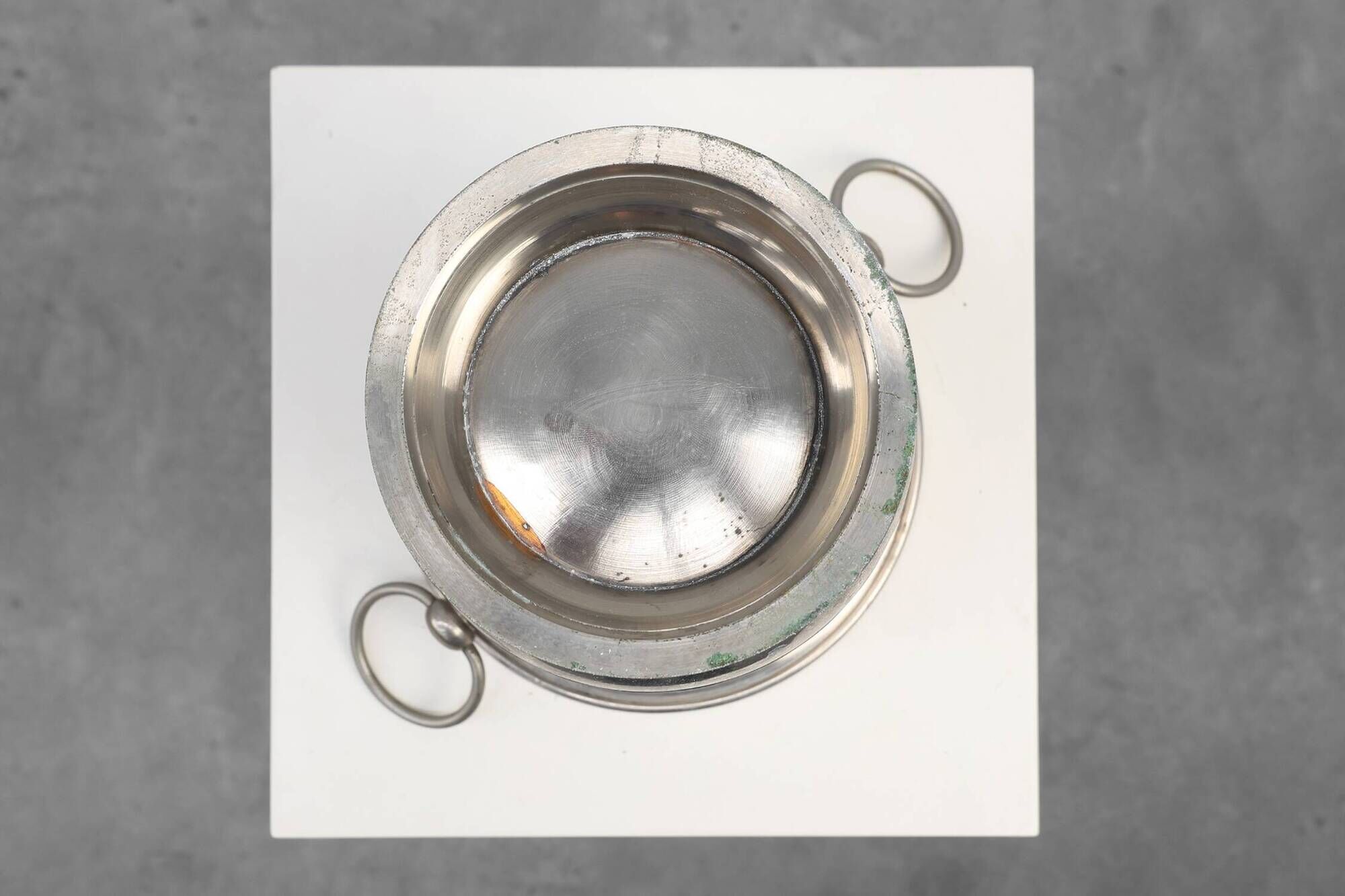 Art deco Metal Ice Bucket with Ring Handles, France 1920s