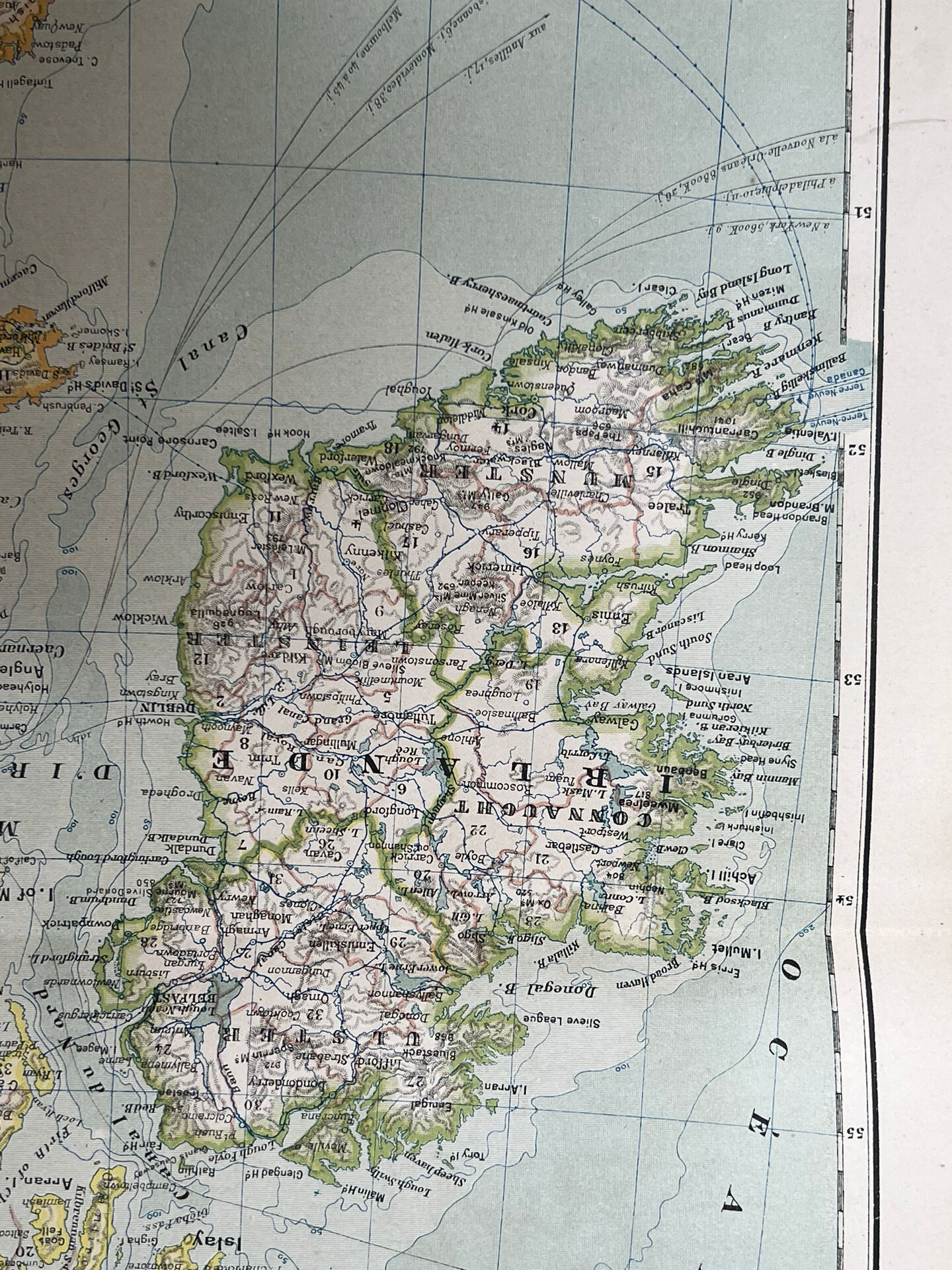 Carte ancienne Îles Britanniques 54x37cm