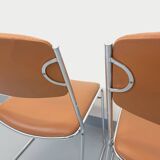 4 vintage sleigh chairs from the 70s, in designer chrome metal