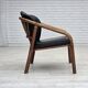 1970s, Danish armchair, rattan, black artificial leather.