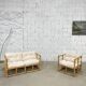 60s bamboo bench and armchair