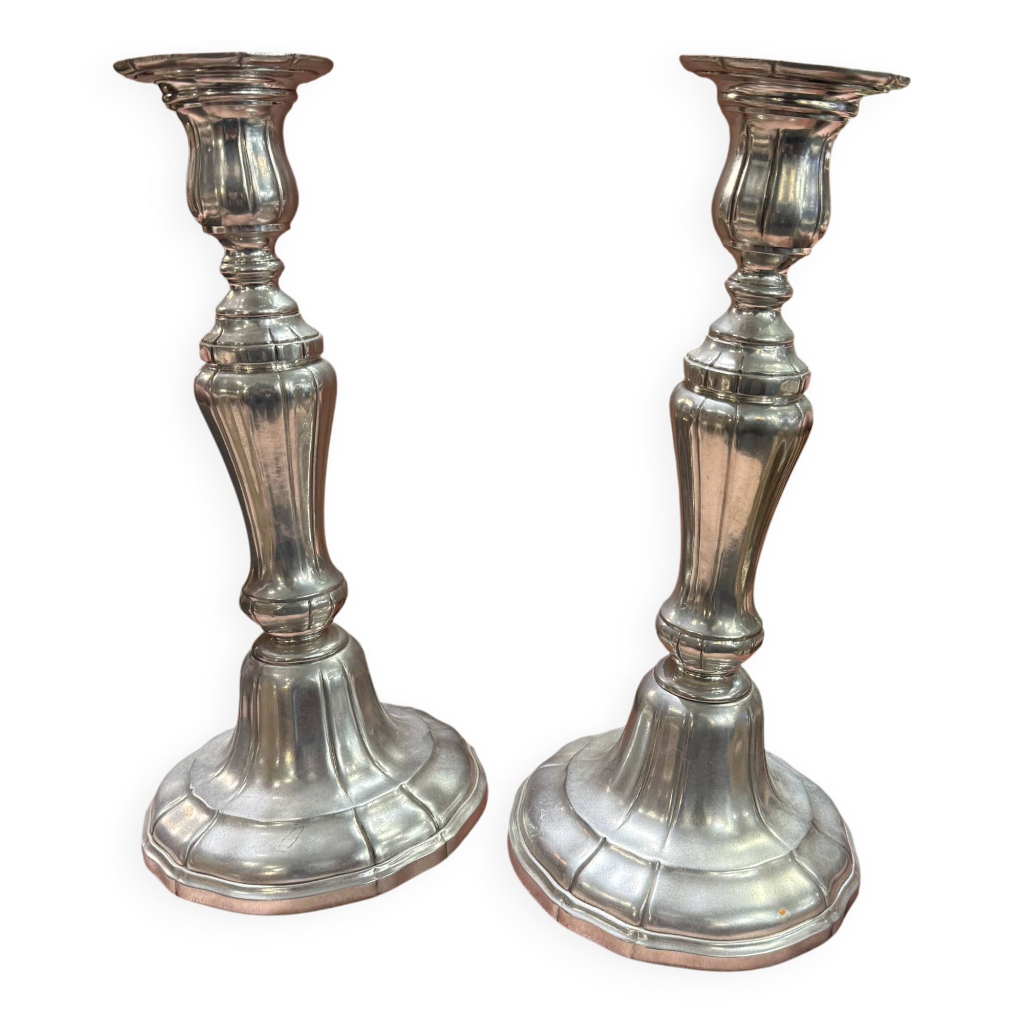 Pair of metal candlesticks