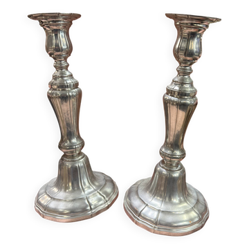 Pair of metal candlesticks