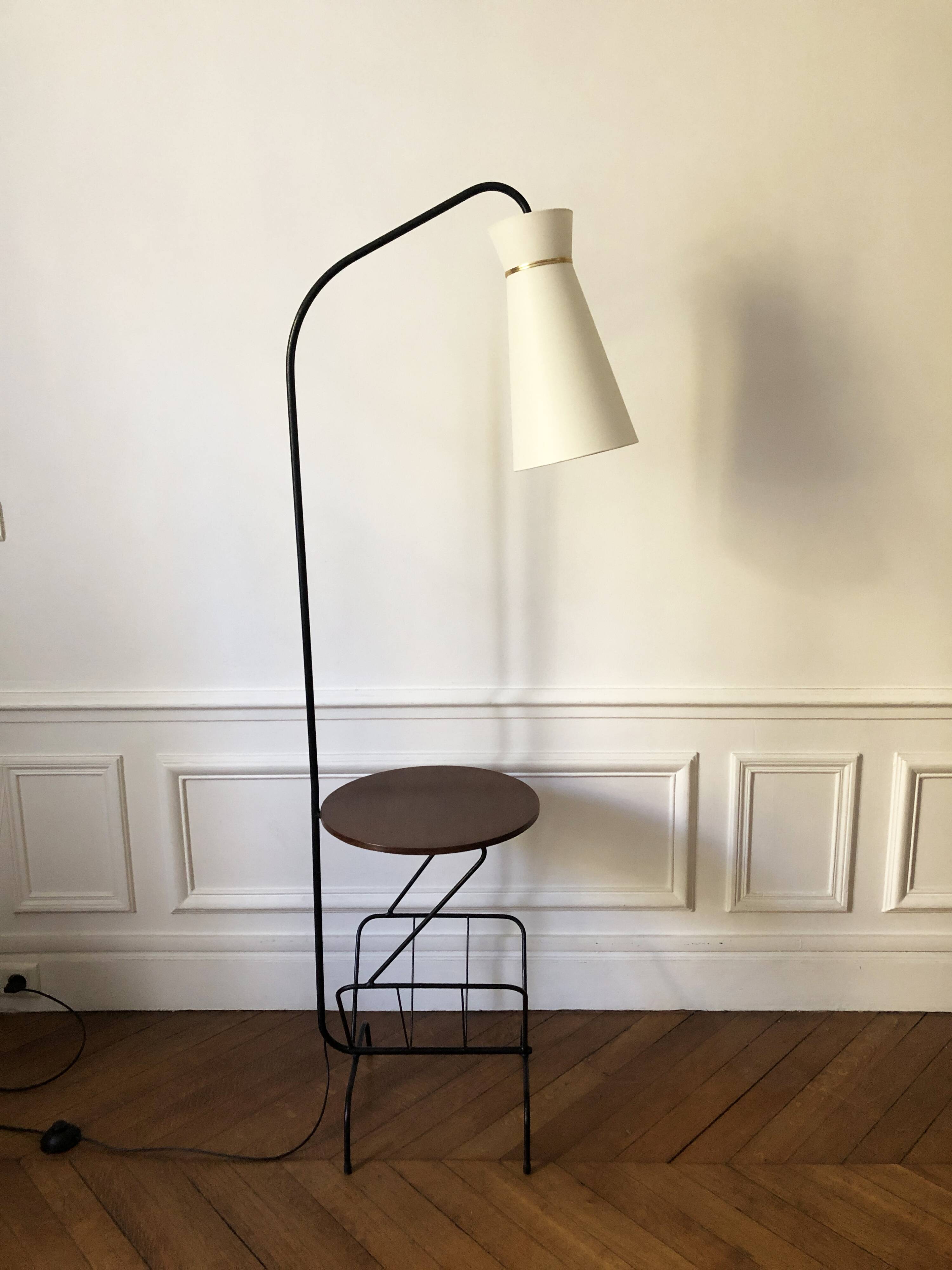 Floor lamp with shelf, magazine rack and diabolo, 1960s