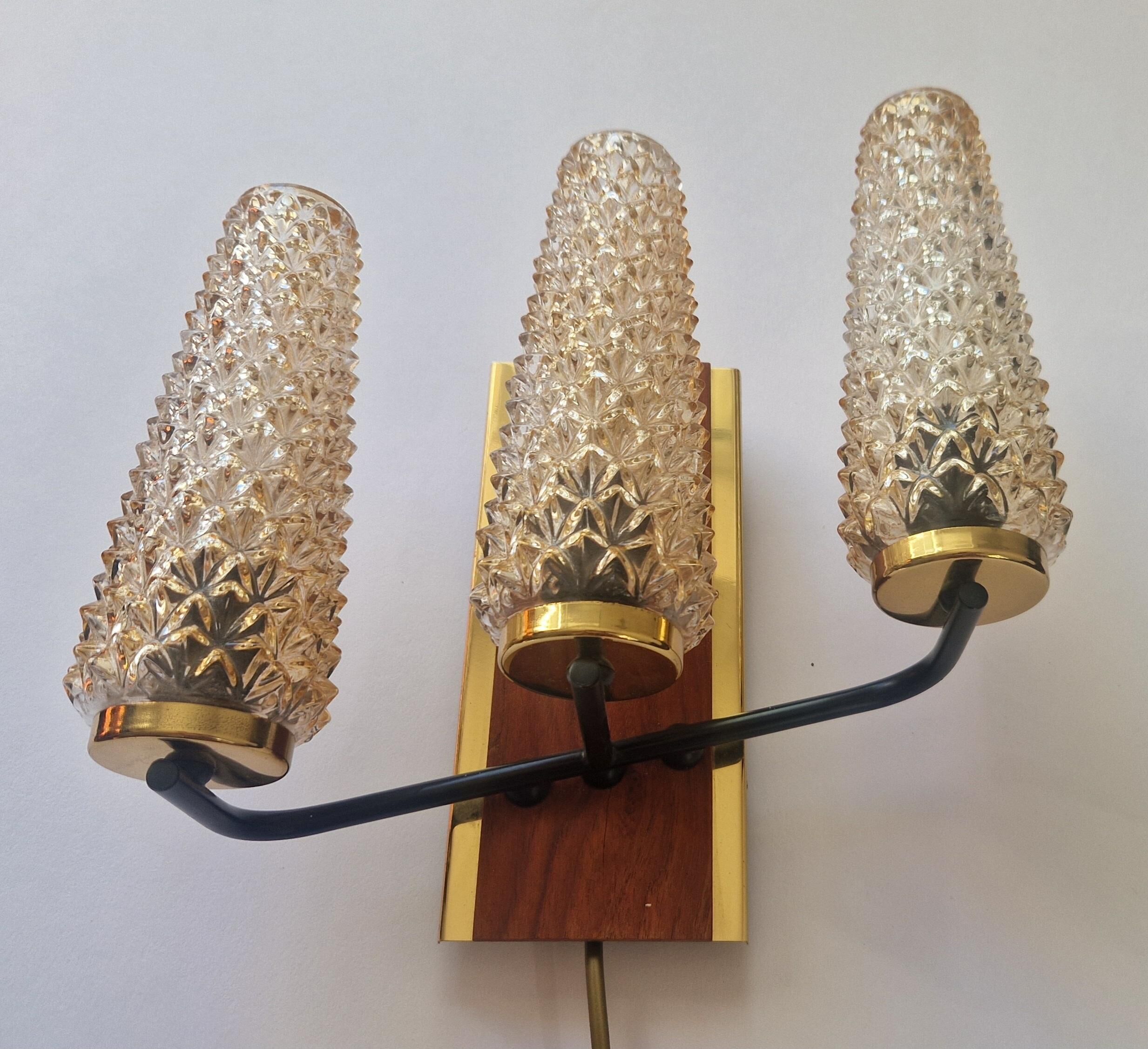 Pair of Midcentury Wall Lamps Sego Armatur, Sweden, 1960s