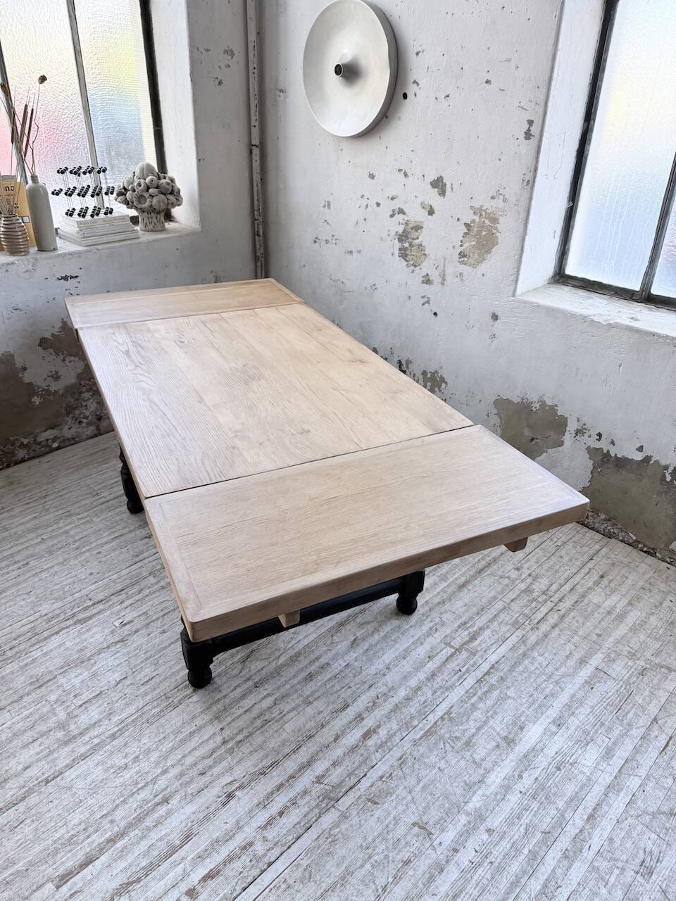 Table de ferme en chêne avec rallonges