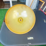 Vintage suspension in opaline glass and gilded brass – retro chic elegance.