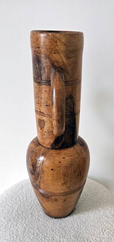 Decorative vase turned from solid olive wood – vintage