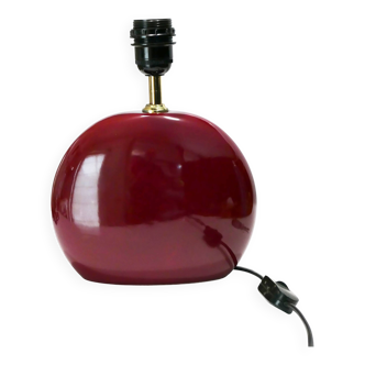 1980s ceramic lamp base in burgundy red design