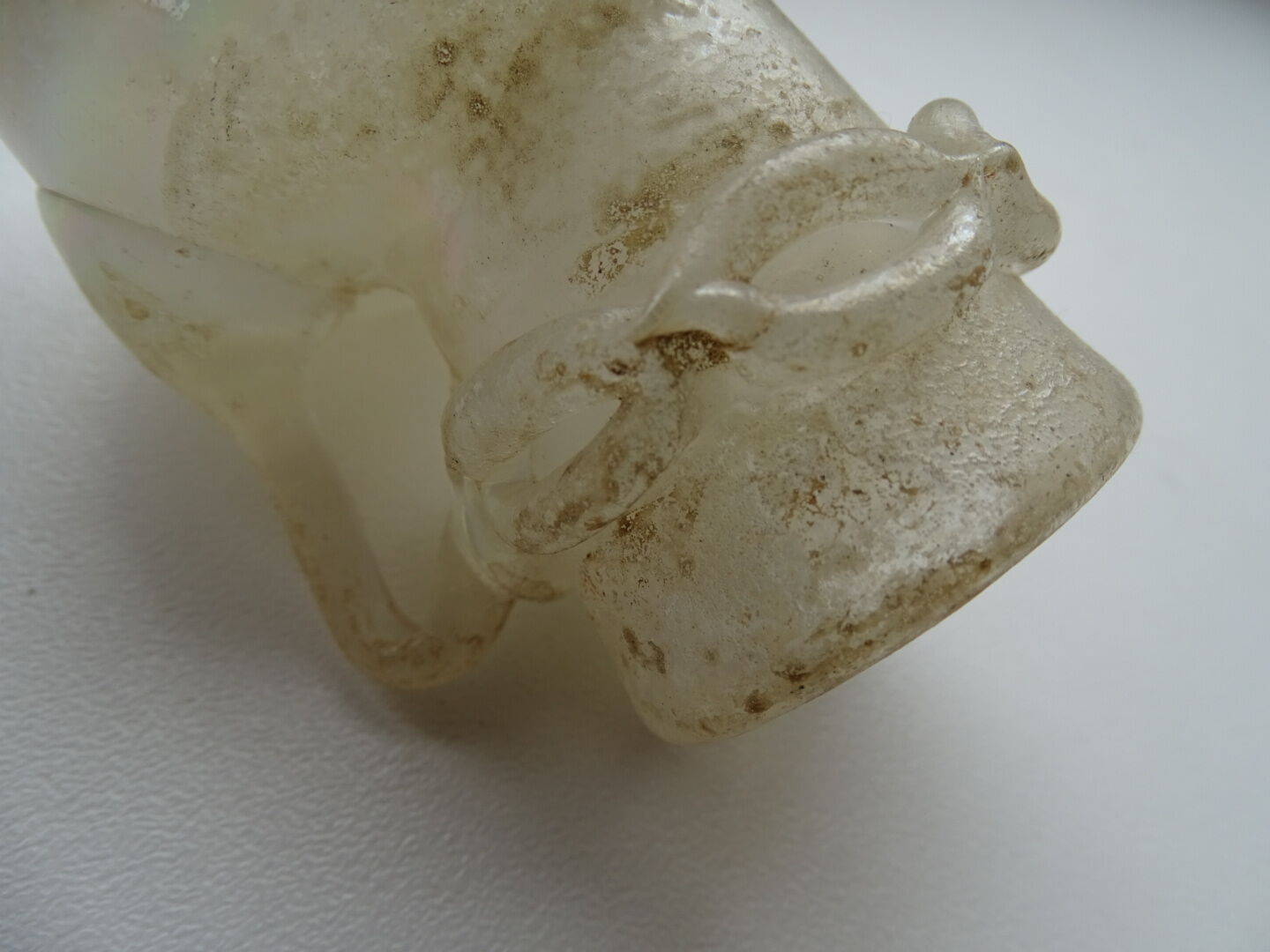 Vase with miniature handle Scavo Seguso Vetri d'Arte iridescent glass Murano 1950