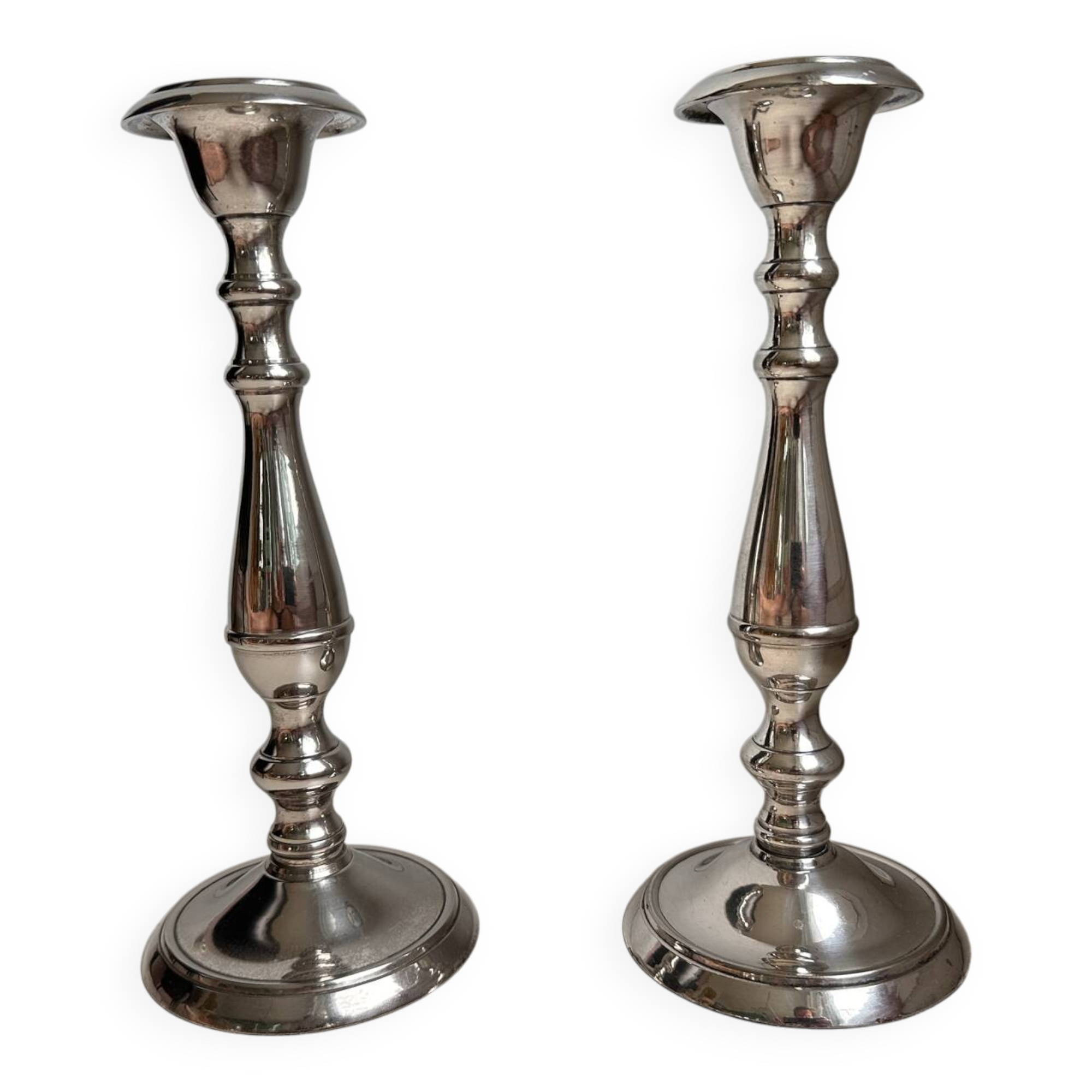 Pair of large vintage silver-plated candlesticks – classic style