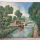 Canal stroll, oil on canvas signed