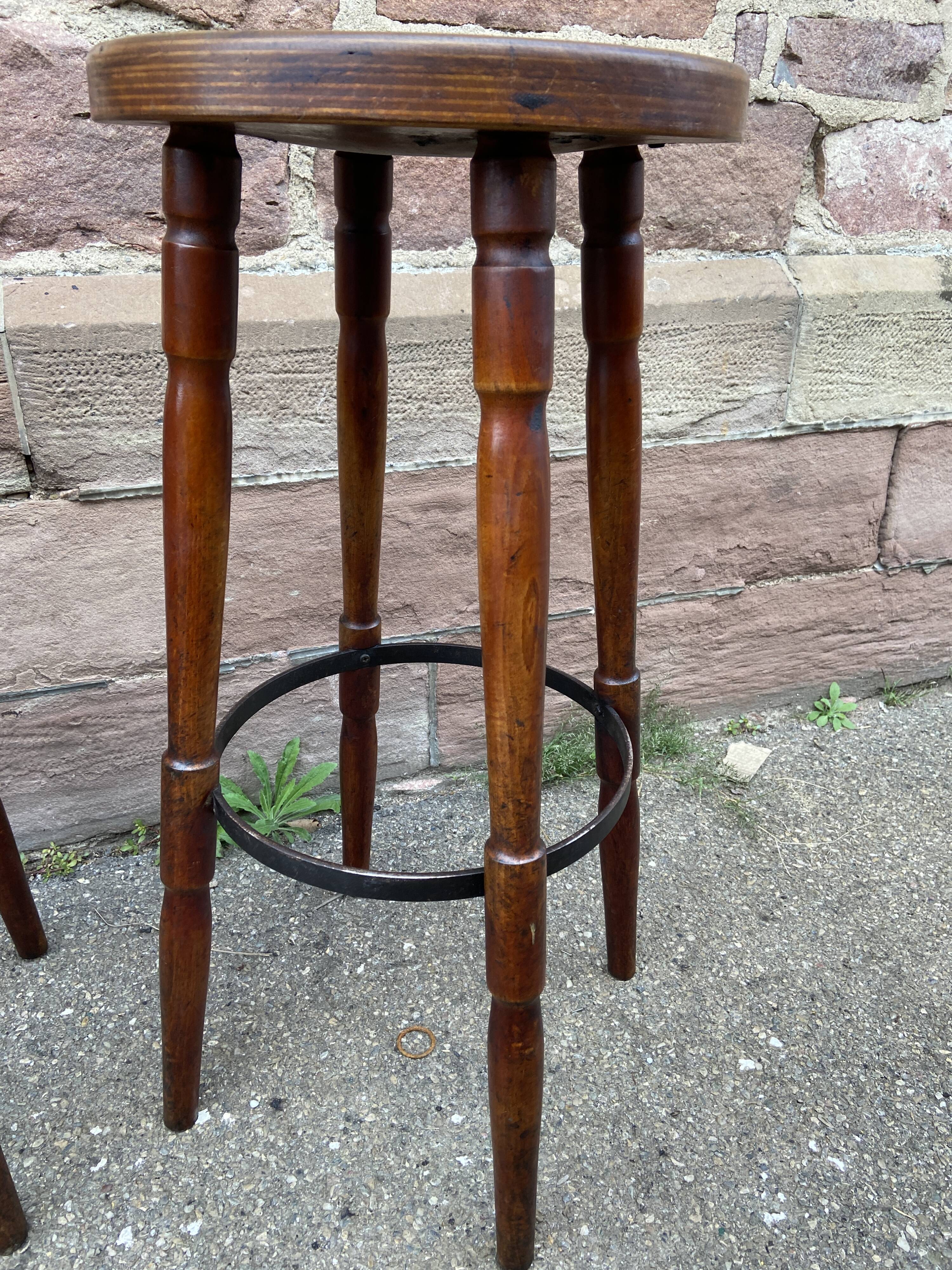 Set of 4 bar stools restaurant pub tavern bentwood art deco 1950-1960