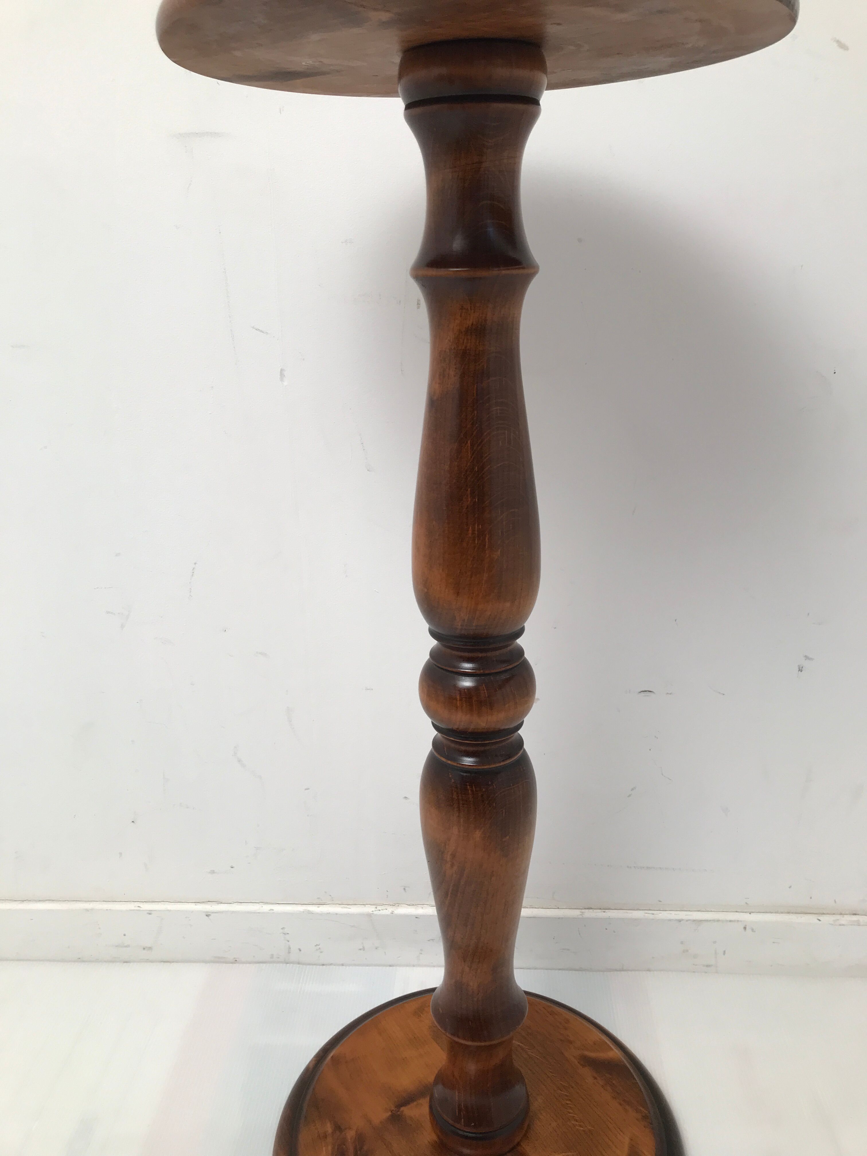 Column, wooden pedestal turned in vintage walnut