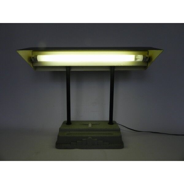 Lampe de bureau art déco Sevadac avec lampe fluorescente