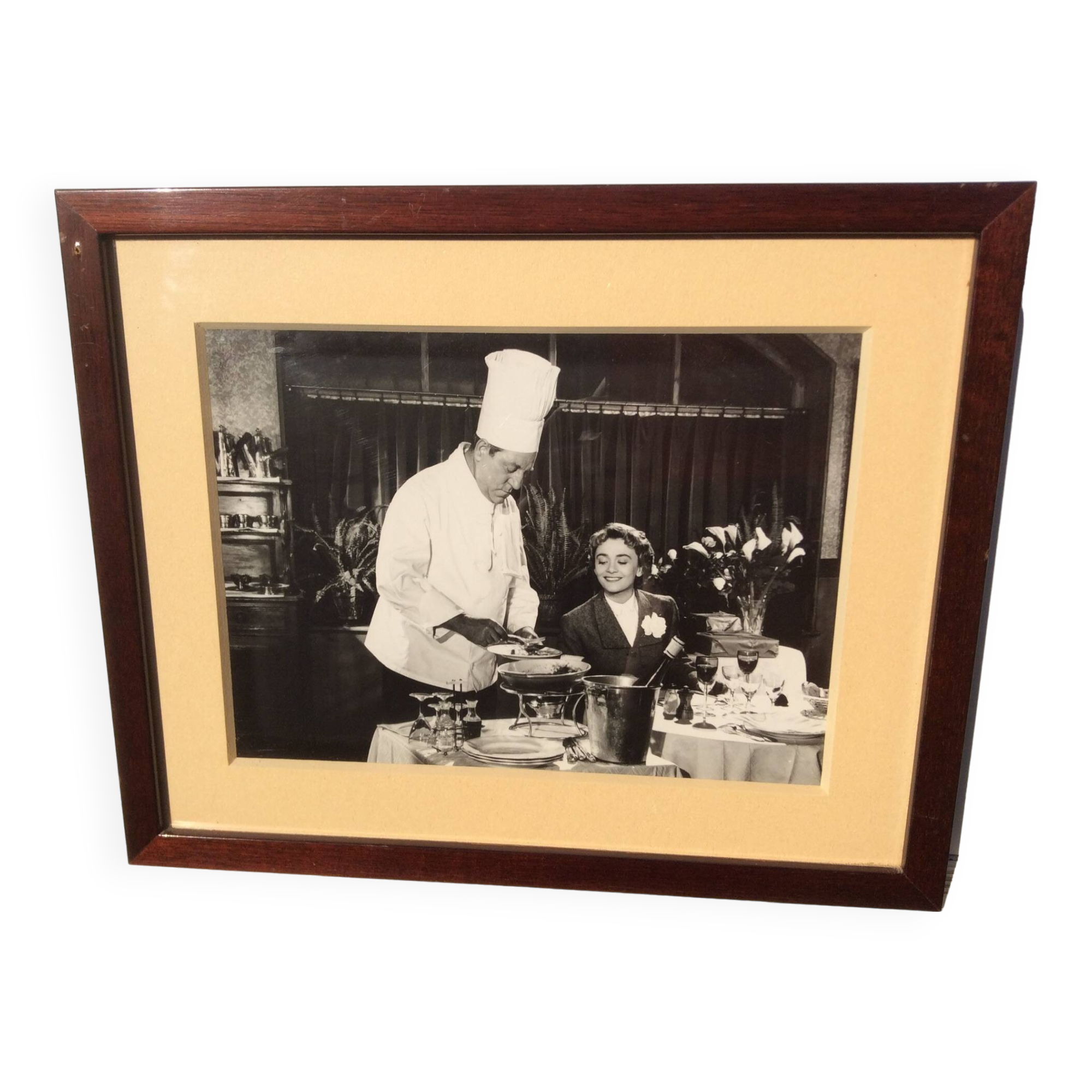 Black and white photo: Jean Gabin and Danièle Delorme