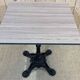Modern bistro table, cast iron base, laminated top