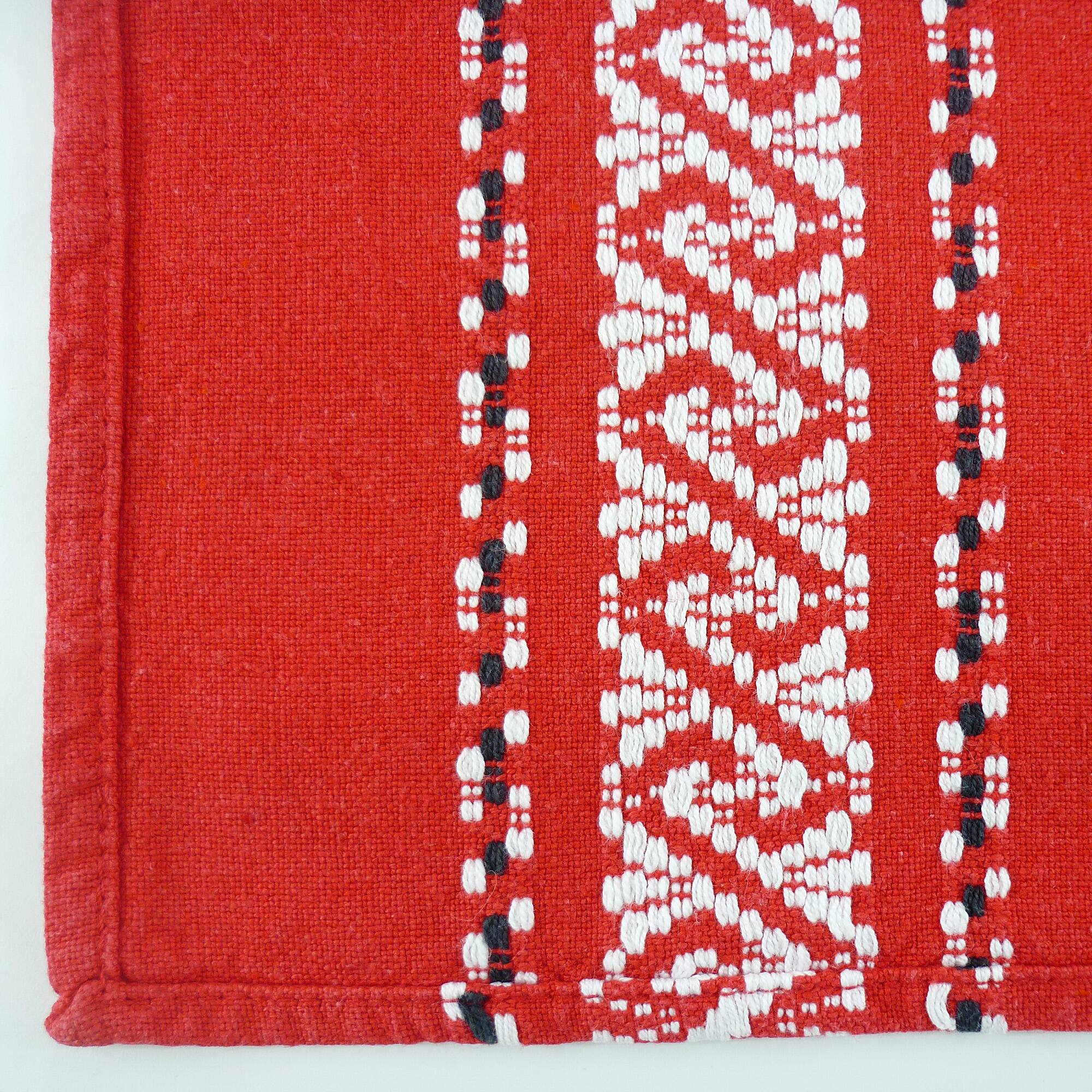 11 red cotton napkins - embroidered Basque style