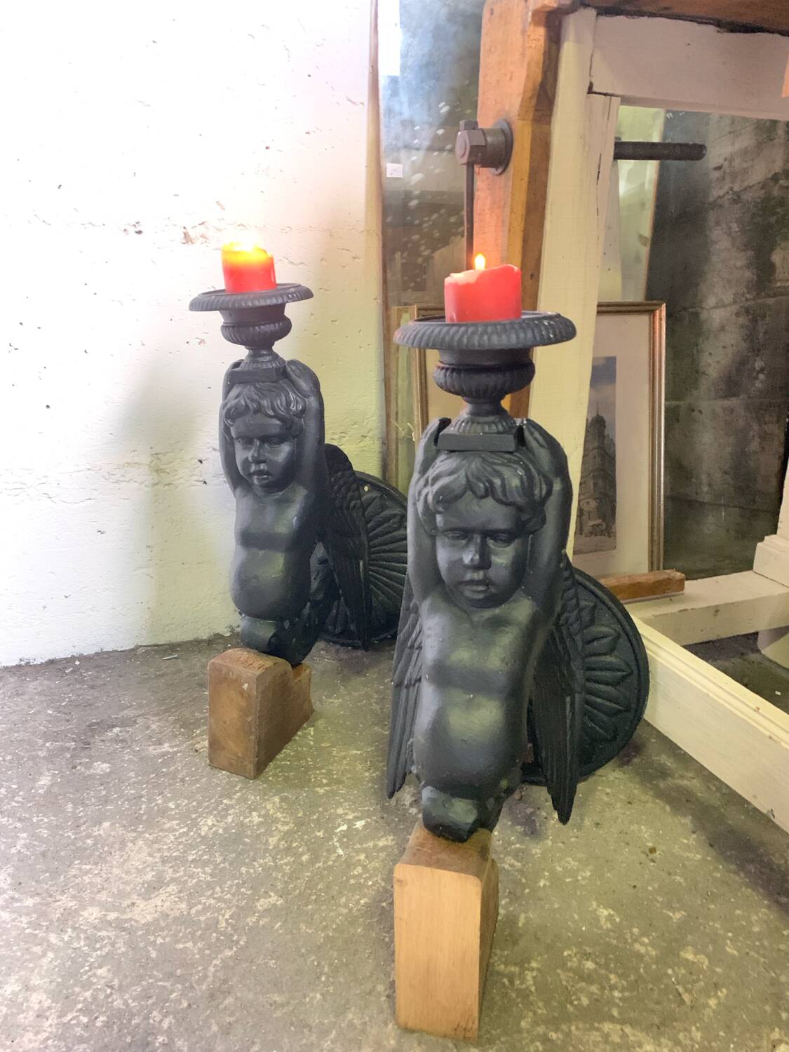 Pair of garden candlesticks