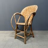 Braided folk art wooden armchair
