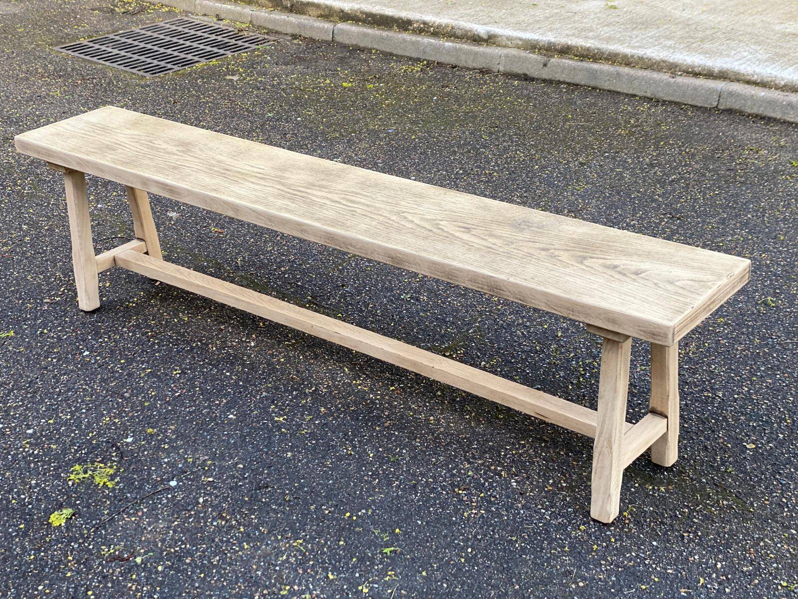 Renovated oak farm bench from the 20th century, 180cm.