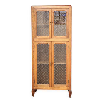 Très belle armoire parisienne vitrée et grillagée. Années 30/40