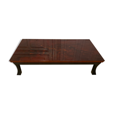 Table basse laque rouge et or 1970s