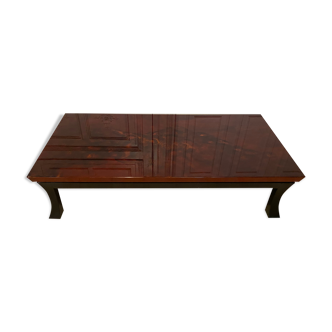 Table basse laque rouge et or 1970s