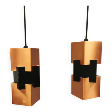 A pair of  Jo Hammerborg lamps for FOG & MØRUP model Kubus Denmark 1961