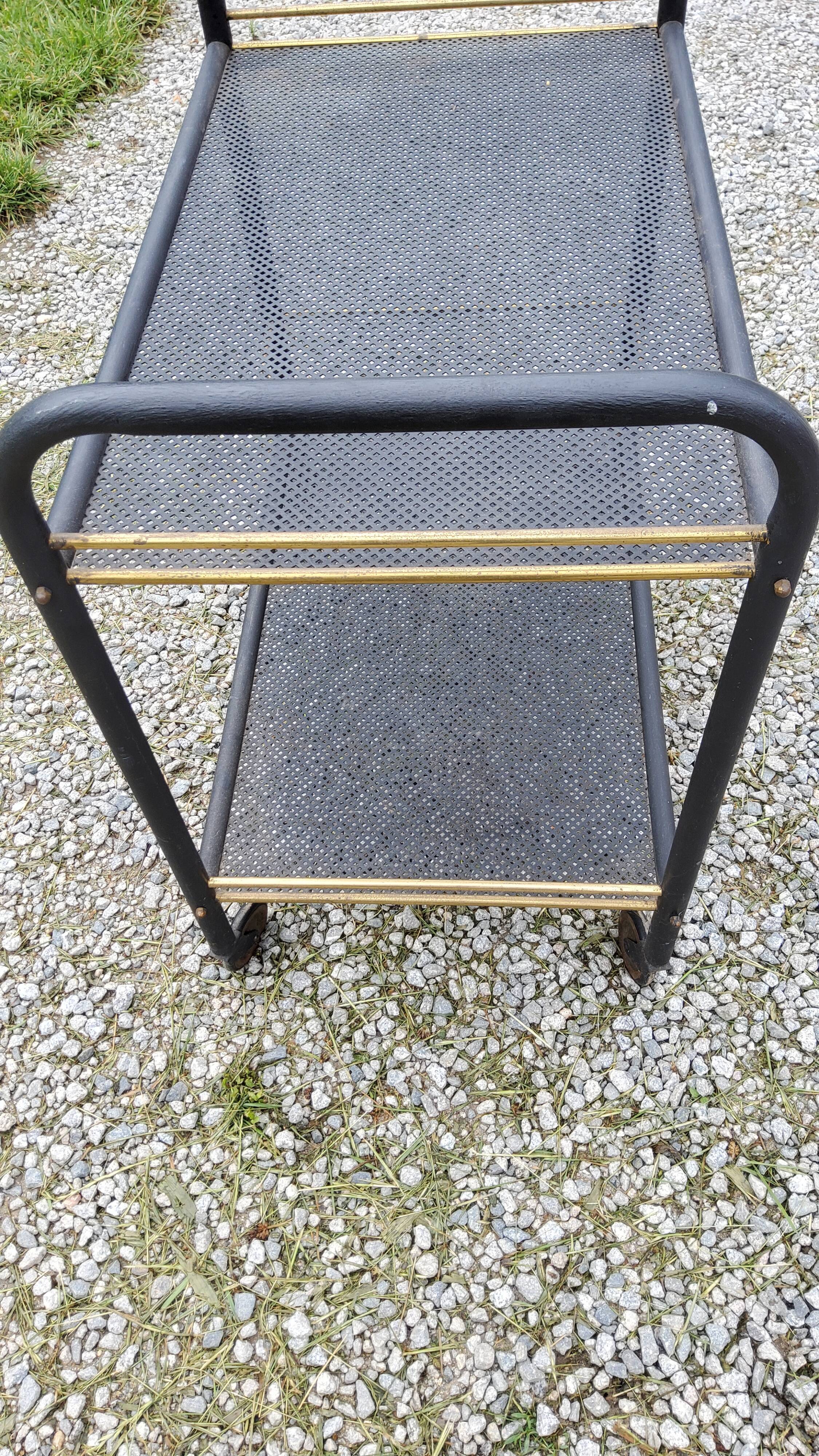 Rolling service bar of the 50s in rigitulle and brass