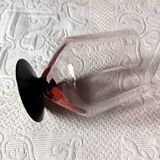 10 large pink art deco glasses with black stem Vintage France