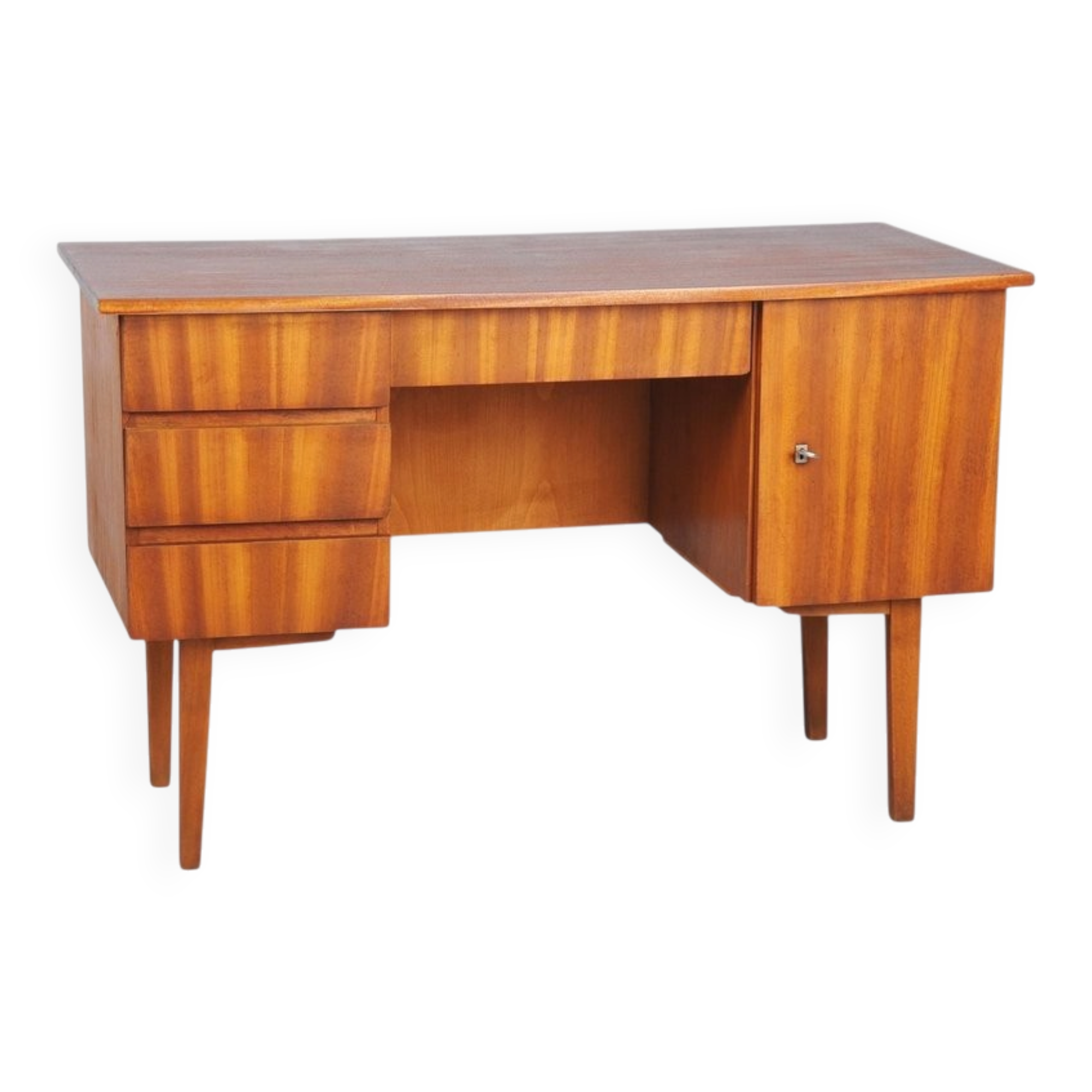 Mid-Century Modern Writing Desk in Mahogany Veneer, Czech, 1950