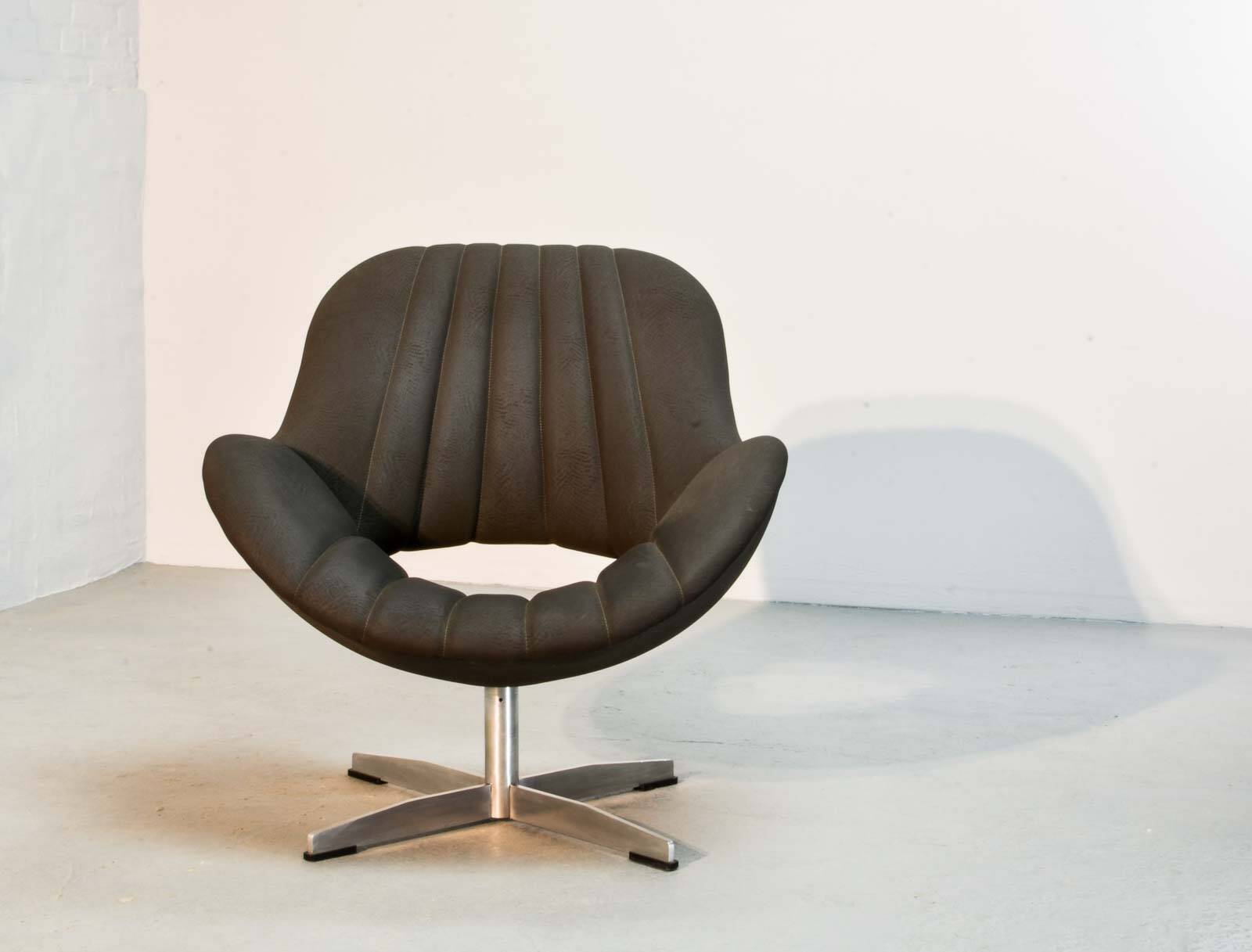 Rohé Chocolate Brown Leatherette Vintage Design Lounge Chair, 1960s