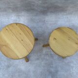 2 wooden screw stools