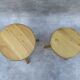 2 wooden screw stools