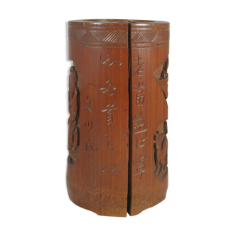 Chinese carved bamboo pot