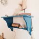 Blue wood wall shelf