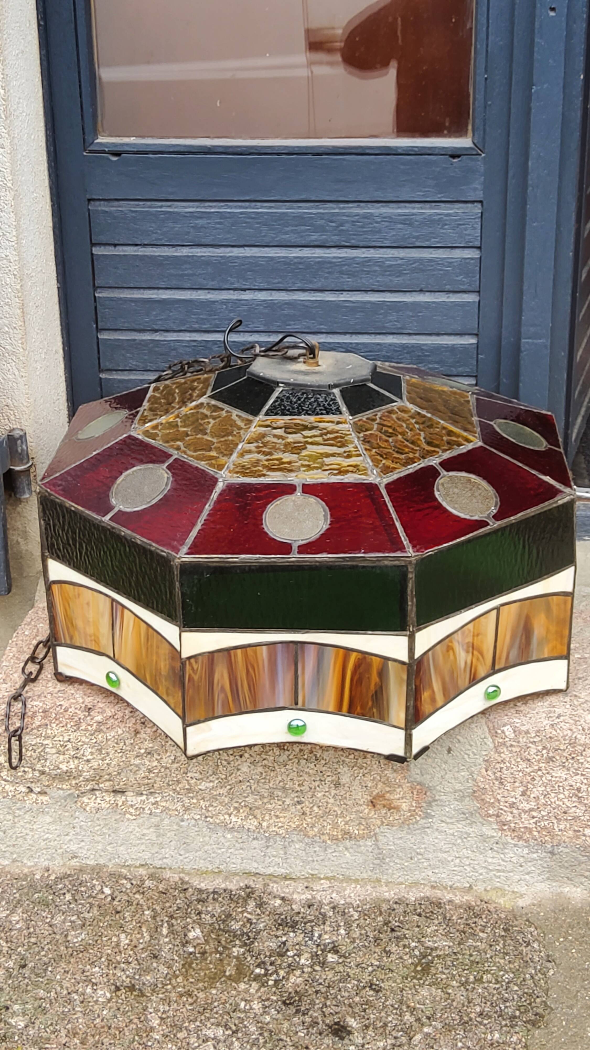 Art style stained glass suspension, diameter 58cm