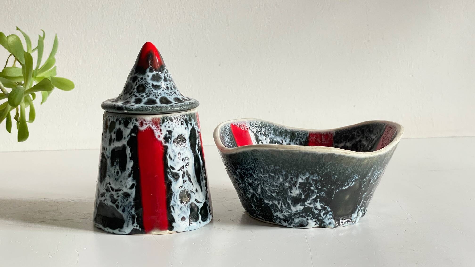Vintage Vallauris ceramic candy and sugar bowl