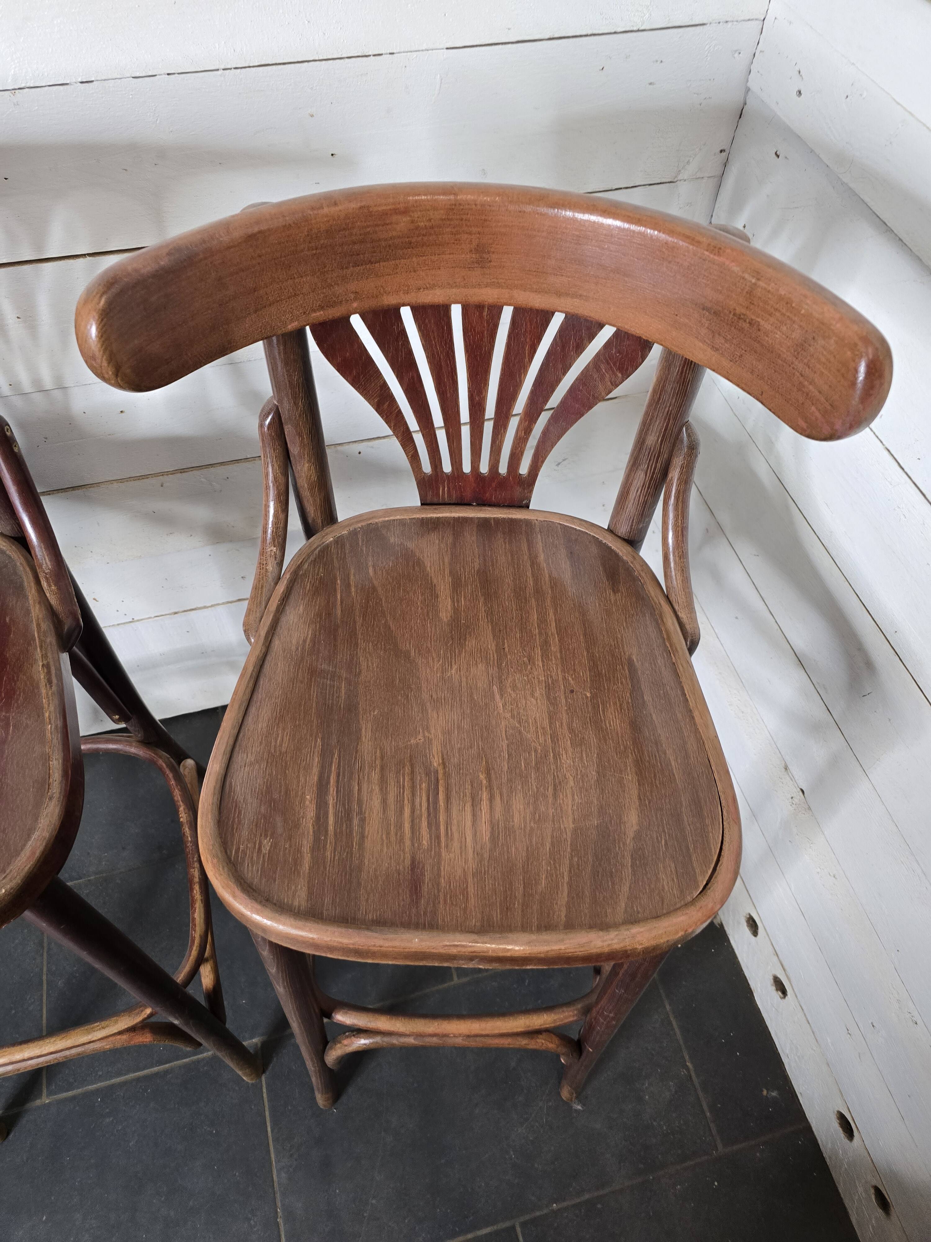 Pair of bistro stools with backrest