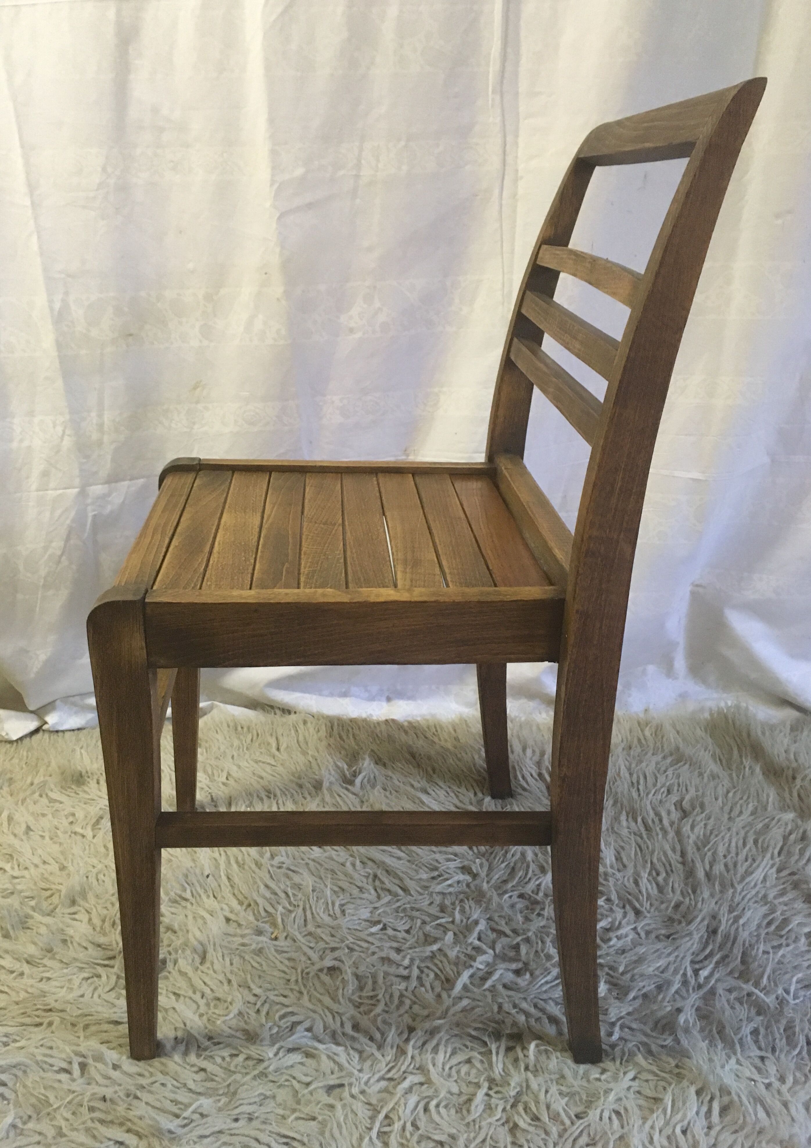 Series of 4 solid wooden chairs by René Gabriel 40/50