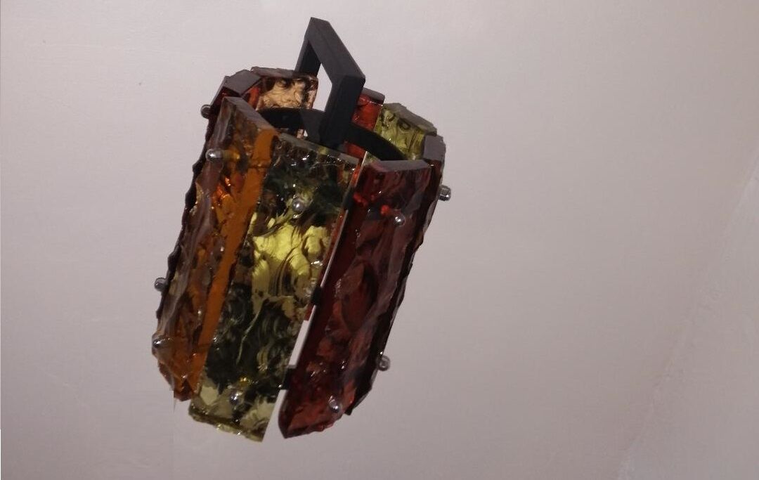 Pair of brutalist wall lamps and hanging lamps