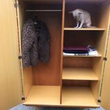 Wooden cabinet and vintage rattan 1950