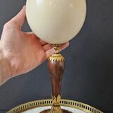 Ostrich Egg, Base in Brass and Brown Marble Empire Napoleon III H: 35cm